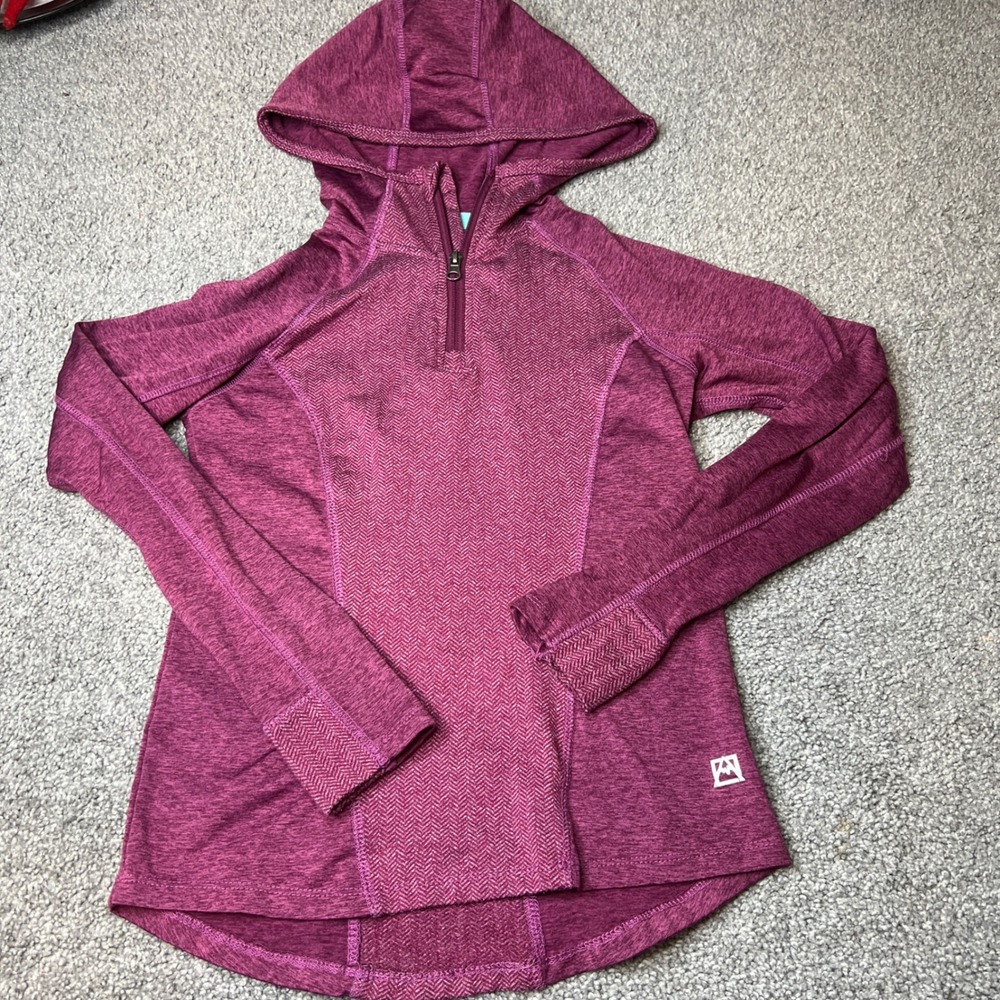 Avalanche Outdoor Kids Girls M‎ 10 12 Pink Herringbone Quarter Zip Hoodie Active